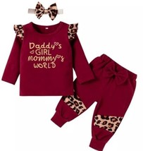 Toddler Infant Baby Girls Red Leopard  Top Pants Outfit 0-24 Months - £30.52 GBP