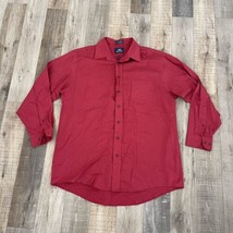Stafford Wrinkle Free XL 17  34 /35 Men&#39;s Long Sleeve Button Up Shirt Red - £8.51 GBP