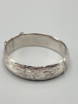 MIBO Sterling Silver Hinge Bracelet Etched Engraved Border 24.7 Grams Vtg - $77.39