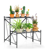 Indoor &amp; Outdoor 2-Tier Stair Style Metal Plant Stand Flower Pot Display... - £61.75 GBP