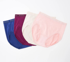 Breezies Set of 4 Nylon Microfiber Hi-Cut Panties- CLASSIC, SMALL - $24.75