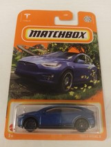 Matchbox 2022 #053 Dark Blue Tesla Model X  MBX Highway Series Mint On Card - £11.79 GBP