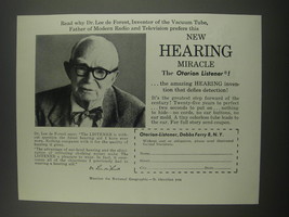 1957 Otarion Listener Hearing Aid Ad - Read why Dr. Lee de Forest - $18.49