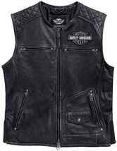 Harley Davidson Men&#39;s Genuine Leather Black Biker Vest Leather Jacket Mo... - £62.77 GBP+