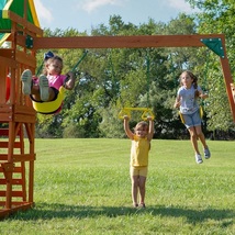 Swing Set Cedar Wood Playset  Backyard Outdoor Garden Kids Entertainment Slide image 4
