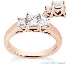 Forever ONE D-E-F Square Cut Moissanite 3-Stone Engagement Ring in 14k Rose Gold - £726.87 GBP+