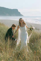Sheath Square Neck White Wedding Dresses Beach Boho - £165.68 GBP