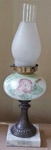 Vintage Opaque Glass Table Lamp Hand Paint - Working Condition - Beautiful Lamp - £59.34 GBP