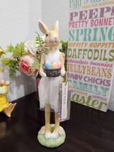Easter Jolie Fleur Girl Bunny Rabbit Holding Basket Eggs Tulle Skirt Figurine - £21.89 GBP