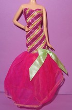 Barbie Doll Pink Green Gown Dress Fashion Peppermint Dress Perfect Chris... - £13.54 GBP