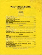 Winery of the Little Hills Restaurant Menu St Charles Missouri  - £14.08 GBP
