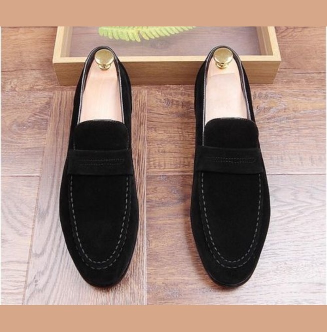 Handmade Men Black Color Suede Moccasins Shoes Slip Ons, Men Casual Shoes 2019