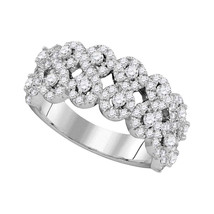 14k White Gold Womens Round Diamond Double Row Circle Cluster Band 1-3/8 Cttw - £1,597.61 GBP