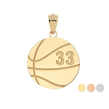 Personalized Engrave Name Number 10k 14k Solid Gold Basketball Pendant Necklace - £153.38 GBP+