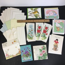 Random Lot 10 Vintage Paper Greeting Cards Unused w Extra Empty Envelopes READ - £9.01 GBP