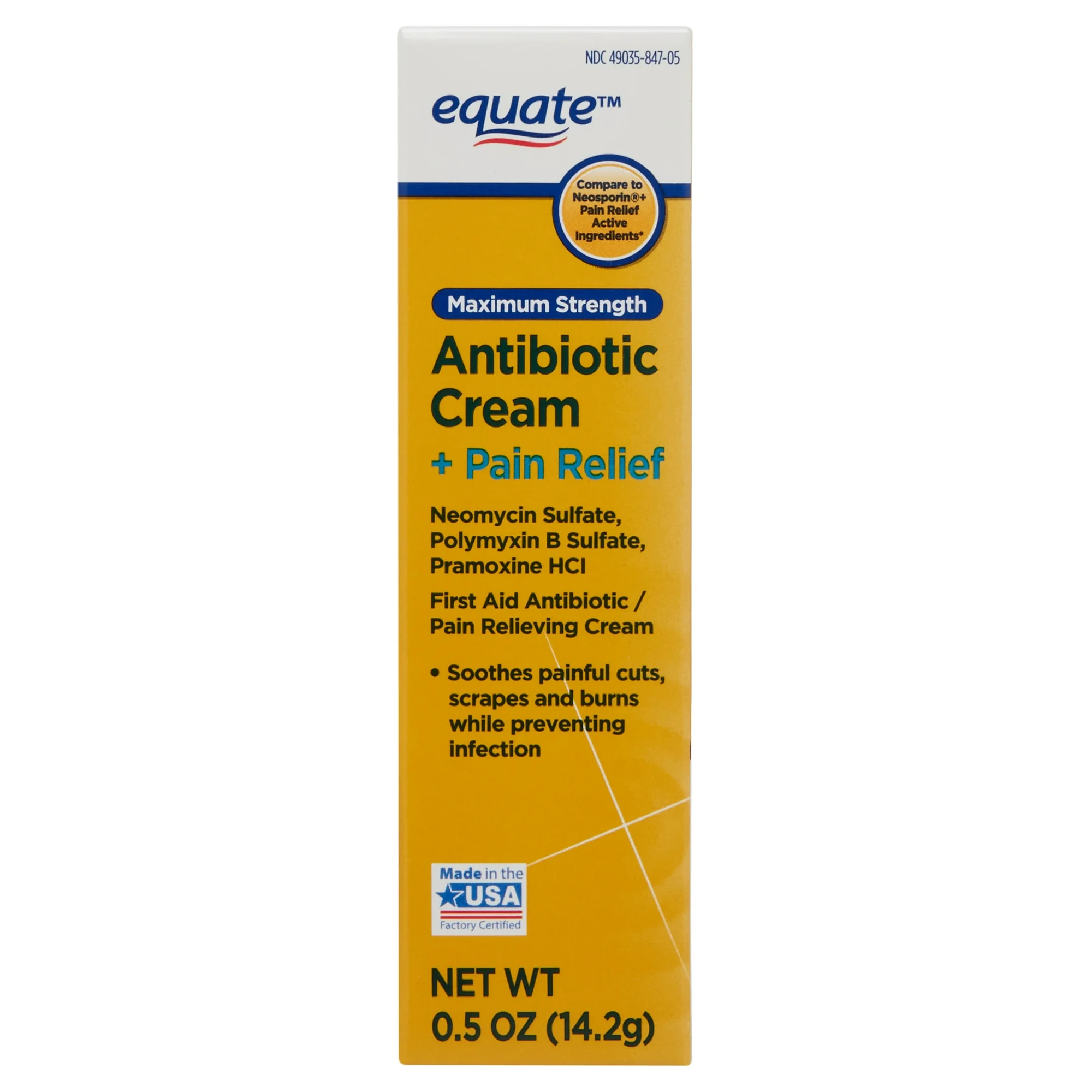 Equate Maximum Strength Antibiotic Cream + Pain Relief, 0.5 oz  - $23.23 CAD