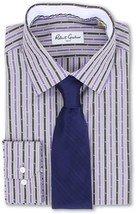 NWT ROBERT GRAHAM dress shirt 17 striped purple cotton woven L/S - £75.20 GBP
