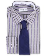 NWT ROBERT GRAHAM dress shirt 17 striped purple cotton woven L/S - £74.16 GBP