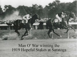 1919 - MAN O&#39; WAR winning The Hopeful at Saratoga - 10&quot; x 8&quot; - £15.80 GBP