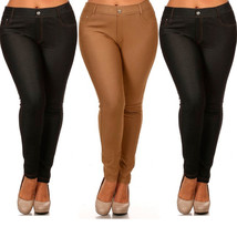 3 Pc Lot Womens Jeggings Plus Size Stretch Pants Skinny Jean Look Khaki Black Xl - £71.36 GBP