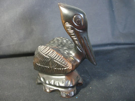 Old Vtg Collectible Wood Wooden Pelican Bird Sitting Figure Figurine - £19.71 GBP