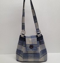 Earth Squared - Ava Shoulder Bag Tweed Wool Blue Gray Flap Purse Double ... - £39.02 GBP