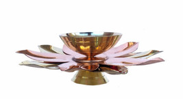 Brass &amp; Copper Kamal Lotus Flower Shape Diya Puja Lamp Hindu Pooja Article 5&quot; - £9.44 GBP