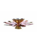 Brass &amp; Copper Kamal Lotus Flower Shape Diya Puja Lamp Hindu Pooja Artic... - €10,03 EUR