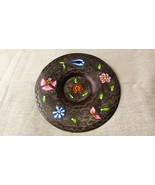 Small Copper Decorative Wall Plate With Handpainted Rustic Flower Design - $61.30