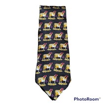 Andrew Scott Mens Black Yellow Purple Cow Silk Neck Tie Necktie New - £7.04 GBP