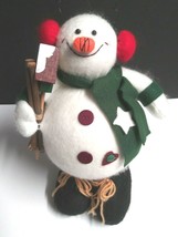 Snowman w/ Red Earmuffs Plush Weighted Feet Christmas Xmas Decor 12&quot;  - $17.99