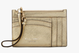 Kate Spade Spencer Metallic card Case holder wristlet Key Fob ~NWT~ Gold - £51.43 GBP