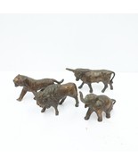 Vtg Bronze Mini Figures Set of Four Marked Japan Bull Bison Tiger Elephant - £47.25 GBP