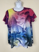 Avenue Womens Plus Size 18/20 (1X) Colorful Tropical Palms T-shirt Short Sleeve - £10.51 GBP