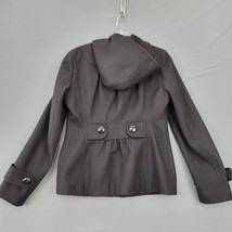 Guess Womens Pea Coat Size M Black Wool Preppy Button Up Full Zip Hooded Classic - £17.45 GBP