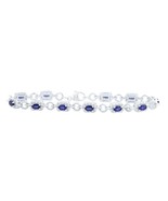 3/8cttw Diamond Simulated Blue Sapphire Bracelet 925 Sterling Silver 7&quot; - £377.11 GBP