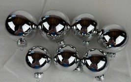 Ornament Christmas 7 Silver Ball Shimmer Shatterproof Glass Size 6.0 - 8... - £6.05 GBP