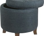By Kinfine Fabric Upholstered Round Storage Ottoman - Velvet Button Tuft... - $229.99