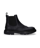 Bottes chelsea homme brogue wing tip pointe d&#39;aile en cuir végan noir ch... - £123.50 GBP