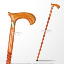 Handcrafted 36" Eucalyptus Wooden Gentlemen Walking Cane Stick With Bras... - $13.84