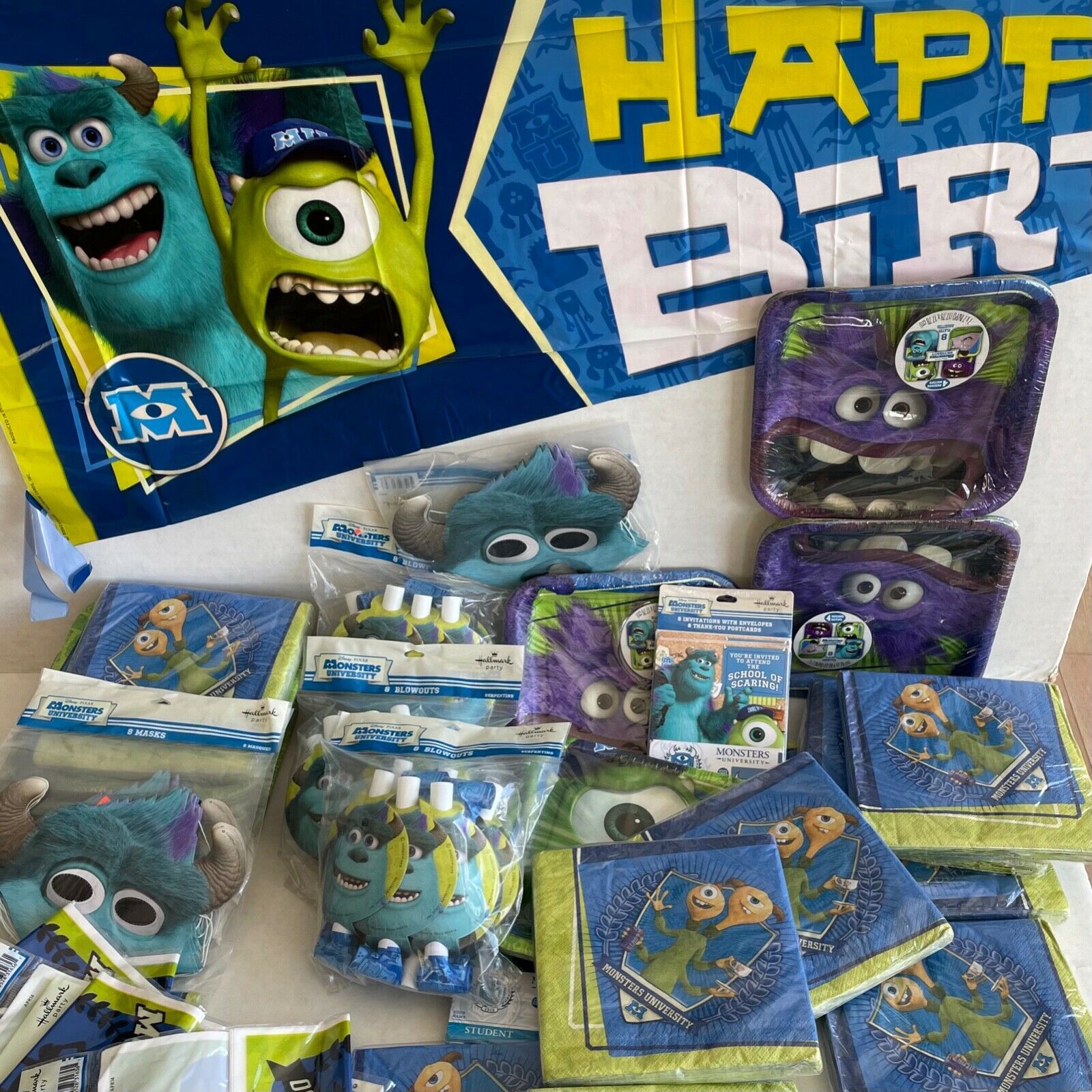 Monsters University  Inc Birthday Party Accessories Plates  Invites Banners Bags
