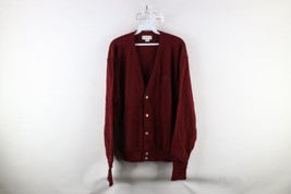 Vintage 90s Izod Mens Large Blank Knit Button Cardigan Sweater Red Acrylic USA - $44.50