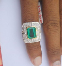 Gold Ring Diamond Ring Emerald Colour Gemstone Ring Handmade Gold Ring - £729.84 GBP