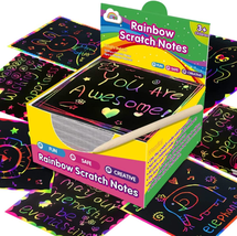 Rainbow Scratch Mini Art Notes - 125 Magic Scratch Paper Note Cards for Kids Toy - £9.63 GBP