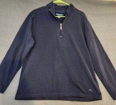 Tommy Bahama Mens Large Mock Neck Sweater Long Sleeve Cotton Blend Logo 1/4 Zip - £15.91 GBP