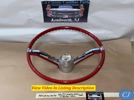 Oem 65 Cadillac NON-TILT Steering Wheel With Horn Bar Button Ring (Red) - £387.21 GBP