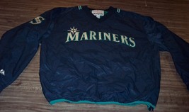 Vintage Seattle Mariners Mlb Stitched Pullover Windbreaker Jacket Large Mejestic - £69.91 GBP