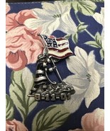 9-11-01 Commemorative Fire Department Flag Silver Tone Enamel Hat Lapel Pin - $14.70 CAD