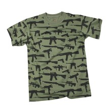 Olive Drab Guns &amp; Rifles Tee 2nd Amendment Rights Vintage Short Sleeve T... - $21.60+