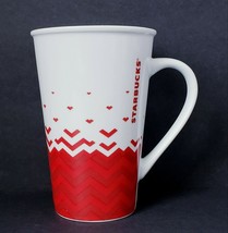 Starbucks 2013 Valentine Chevron &amp; Hearts Red &amp; White 22 fl. oz. Coffee Mug - £12.23 GBP